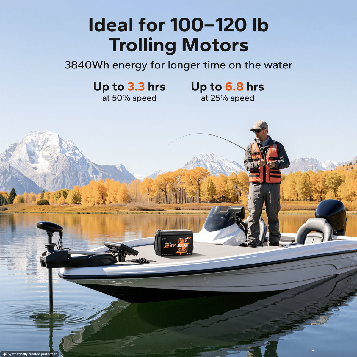 LiTime 36V 100Ah Bluetooth LiFePO4 Battery for 36V Trolling Motors, Electric Outboards & Golf Carts