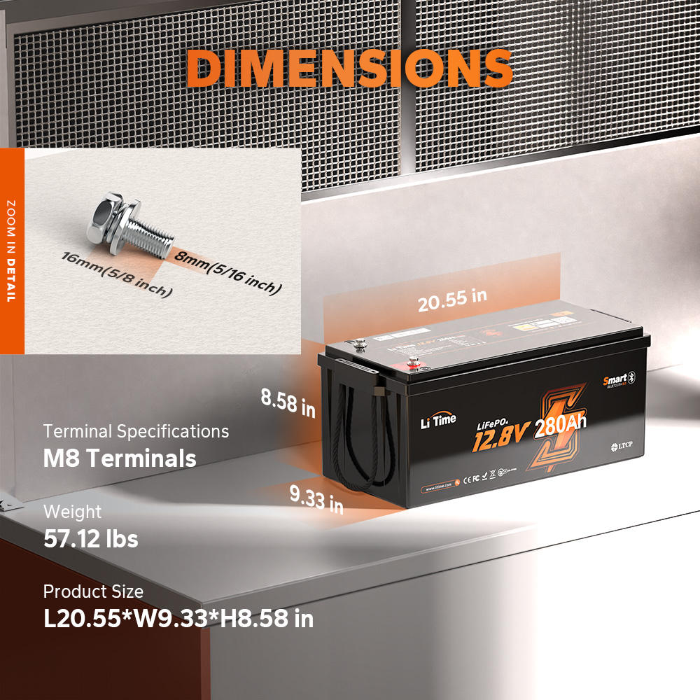 LiTime 12V 280Ah Bluetooth LiFePO4 Battery for RVs, Boats & Off-Grid