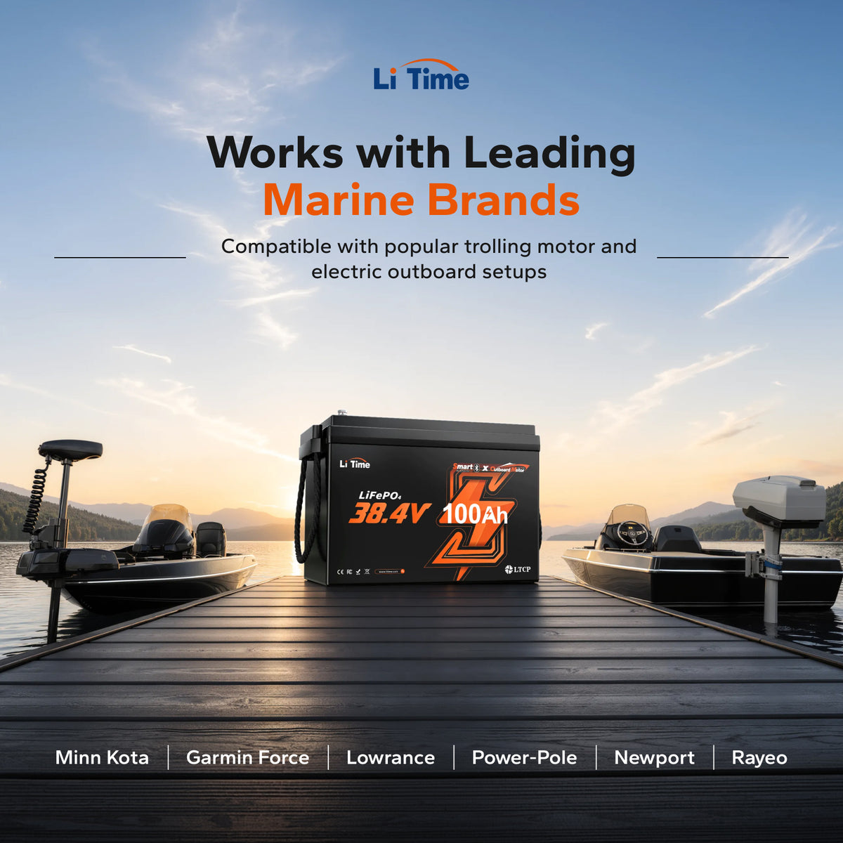 LiTime 36V 100Ah Bluetooth LiFePO4 Battery for 36V Trolling Motors, Electric Outboards & Golf Carts