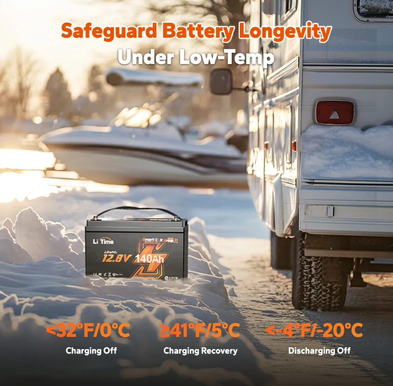 LiTime 12V 140Ah Bluetooth Lithium Battery for RV and Trolling Motor