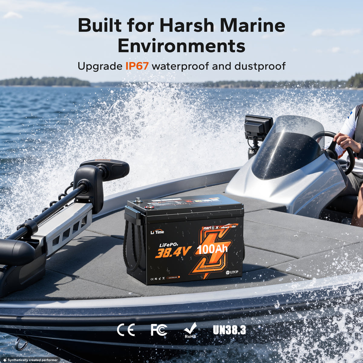 LiTime 36V 100Ah Bluetooth LiFePO4 Battery for 36V Trolling Motors, Electric Outboards & Golf Carts