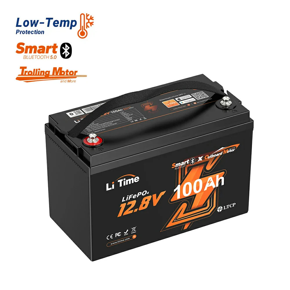 LiTime 12V 100Ah Marine Battery for Electric Outboard Trolling Motor