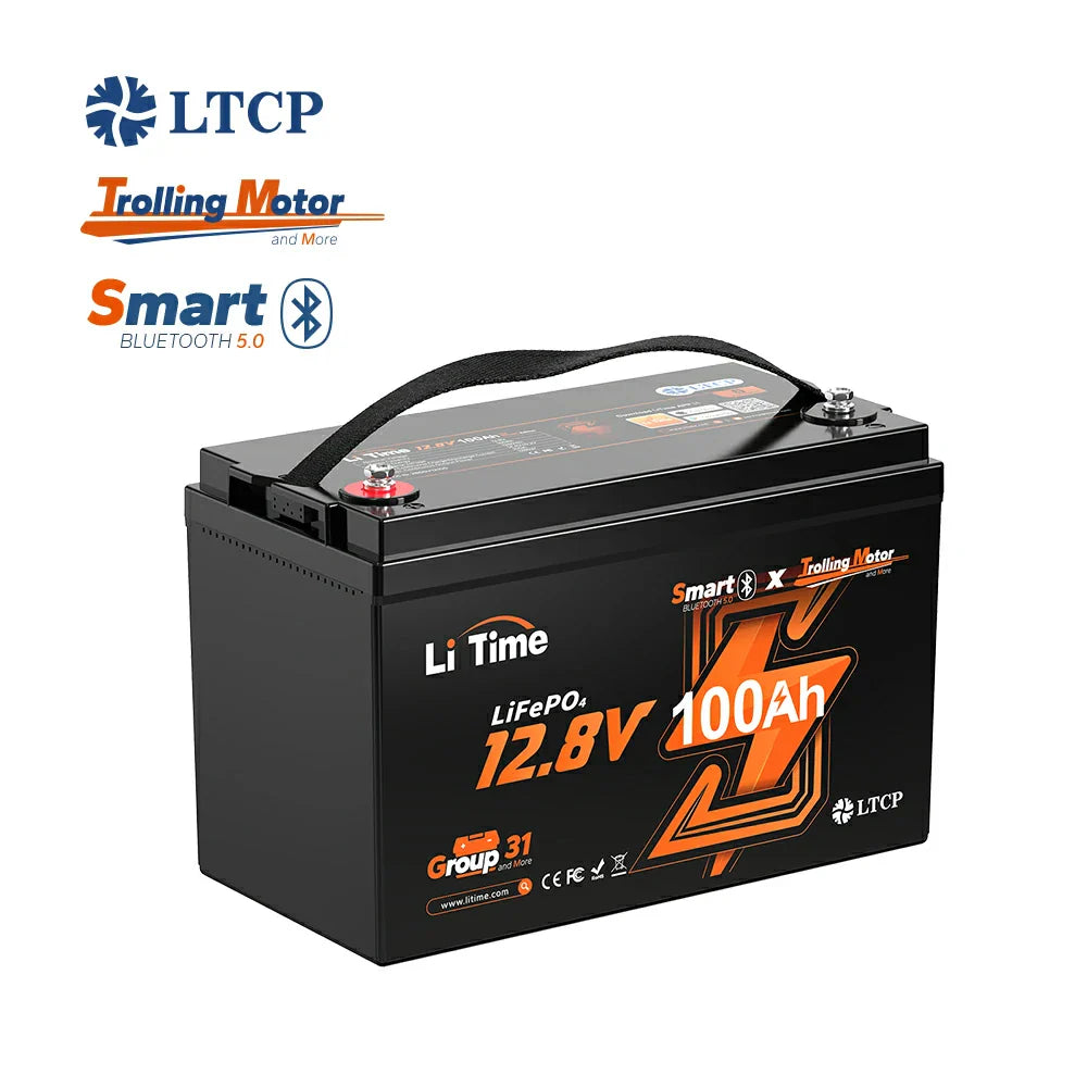 LiTime 12V 100Ah TM Lithium Marine Trolling Motor Battery with Bluetooth