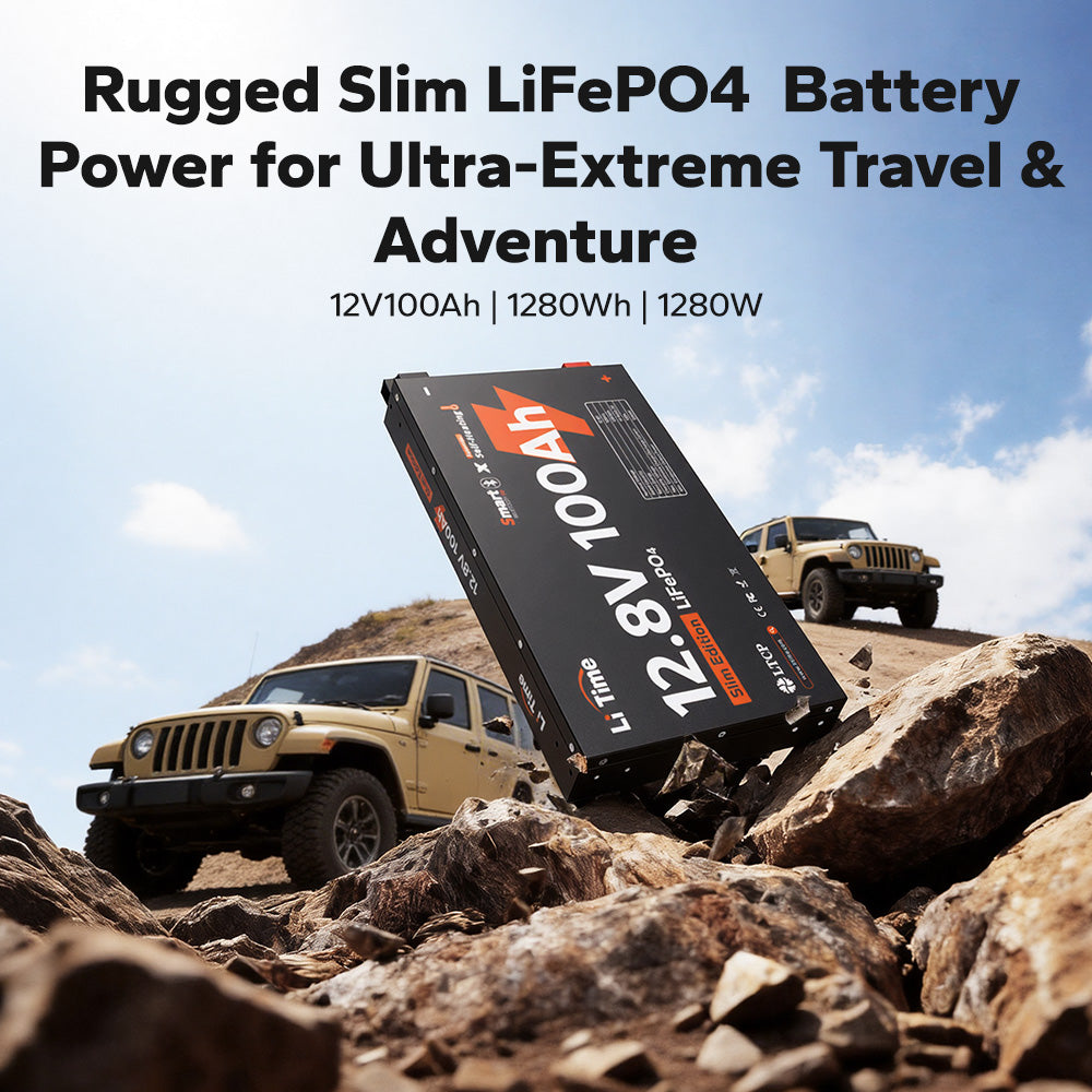 LiTime 12V 100Ah Slim Bluetooth Self-Heating LiFePO4 Battery