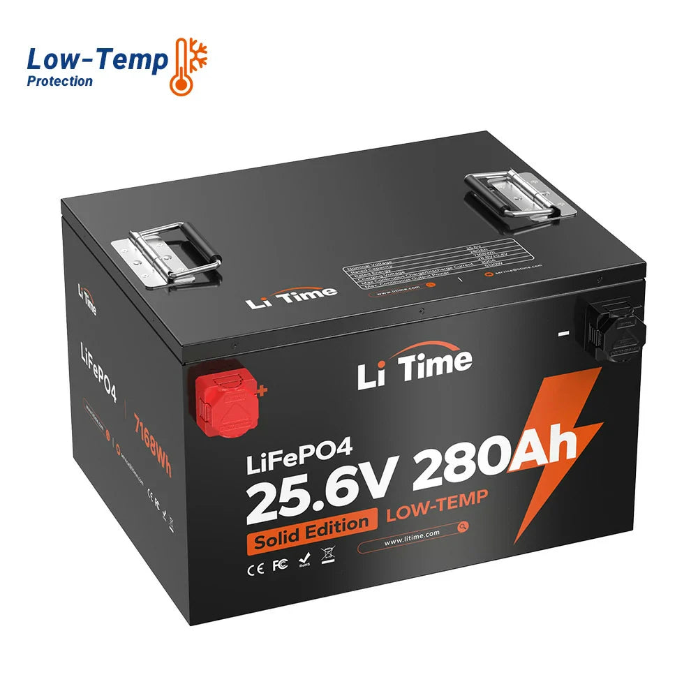 LiTime 24V 280Ah Lithium Battery For Off-grid & Home Backup with Low-Temp Protection