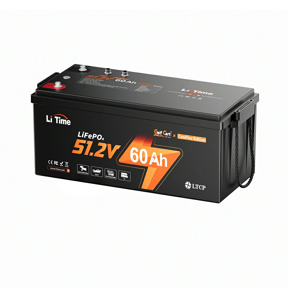 LiTime 48V 60Ah Golf Cart Lithium Battery - 120A BMS & Real-Time Monitoring