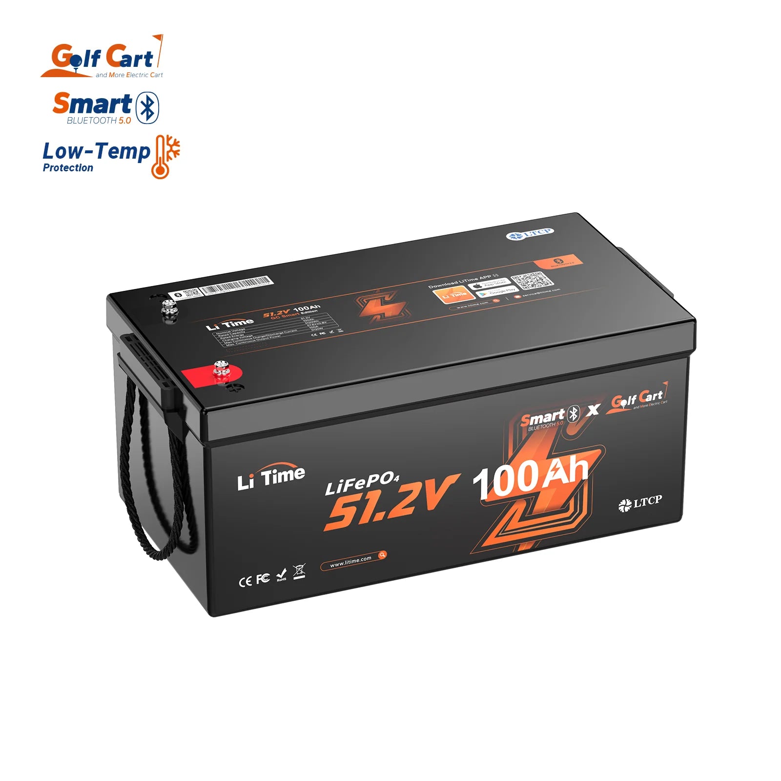 LiTime 48V 100Ah Golf Cart Bluetooth Lithium Battery