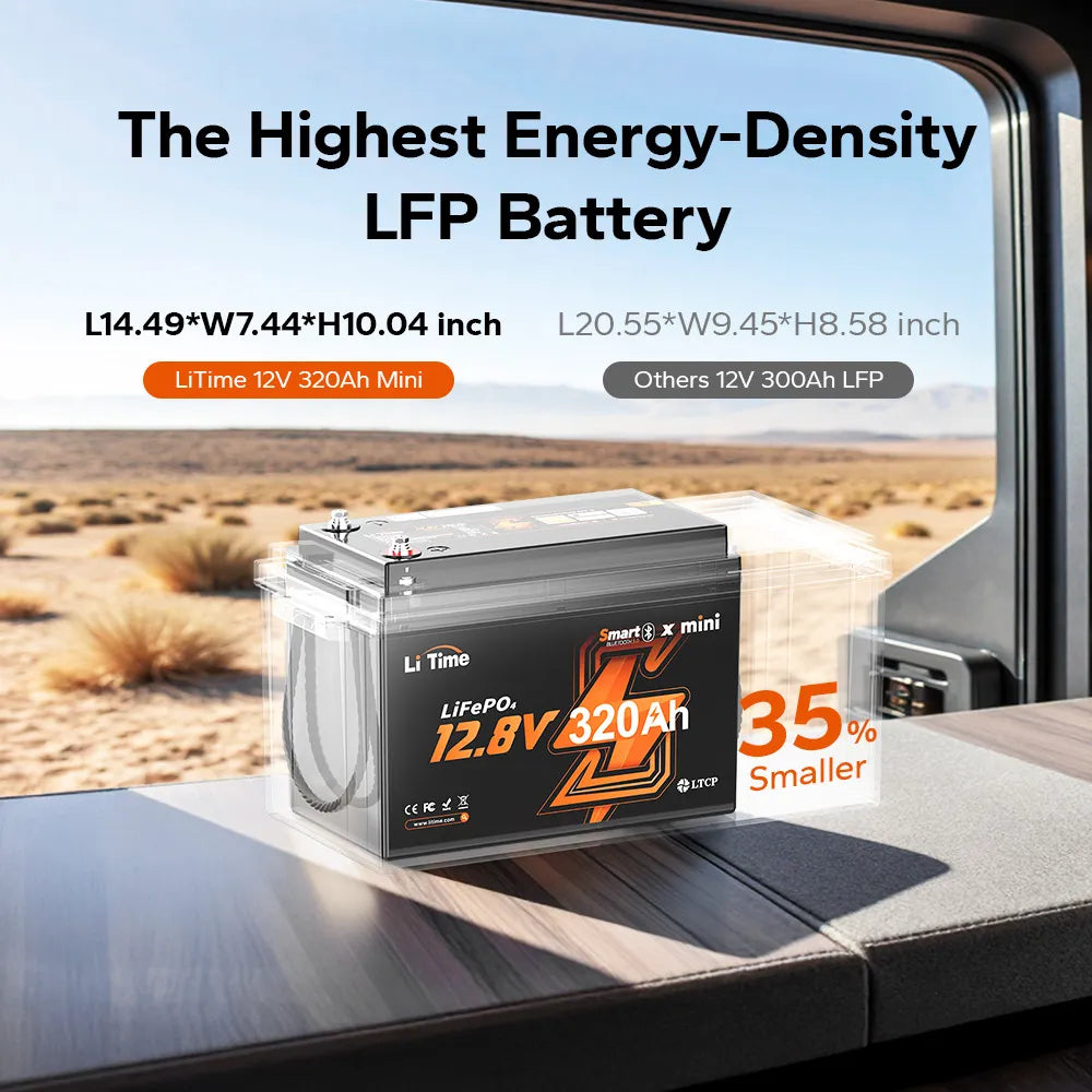 LiTime 12V 320Ah Bluetooth LiFePO4 Battery for RV & Marine