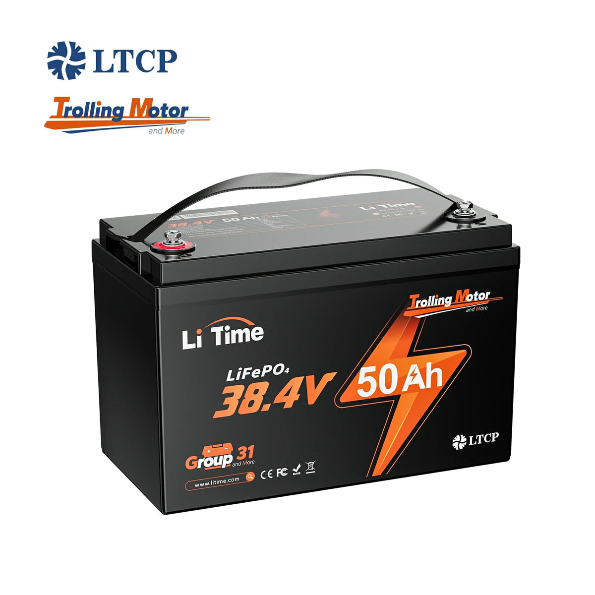 LiTime 36V 50Ah Low-Temperature LiFePO4 Battery for 36V Trolling Motors, Marine & Golf Carts