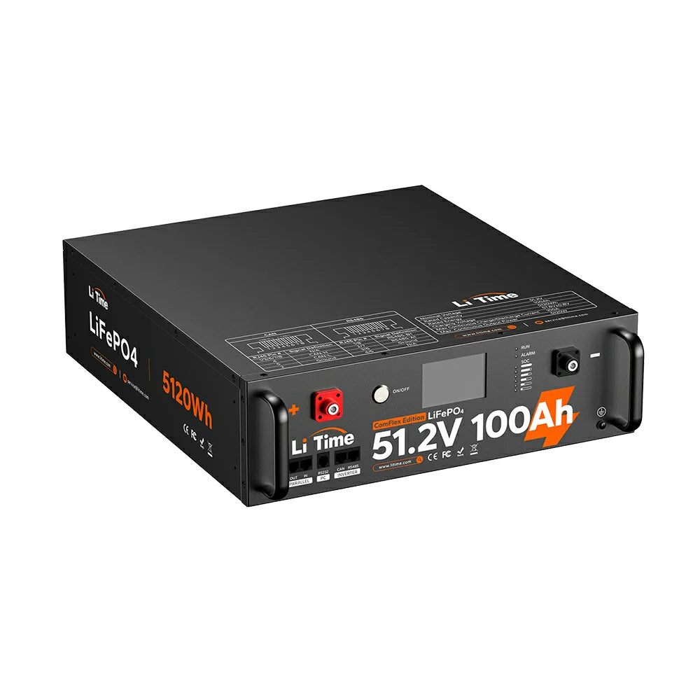 LiTime 48V(51.2V) 100Ah ComFlex Edition Server Rack LiFePO4 Battery with CAN/RS485 Communication