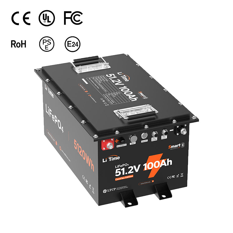 LiTime 48V 100Ah Smart ComFlex LiFePO4 Battery with Bluetooth & Victron CAN for Off-Grid Security Systems