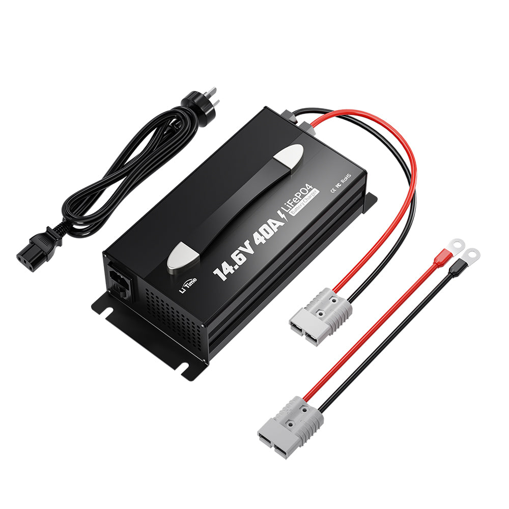 LiTime 12V 40A LiFePO4 Battery Charger with Mounting Bracket