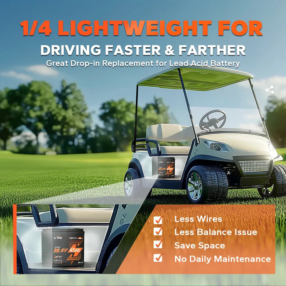 LiTime 36V 45Ah GC2 Bluetooth Lithium Golf Cart Battery
