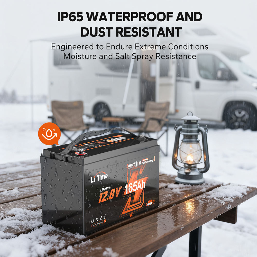 LiTime 12.8V 165Ah Group 31 Heated LiFePO4 Battery with Bluetooth for RV, Marine & Trolling Motors