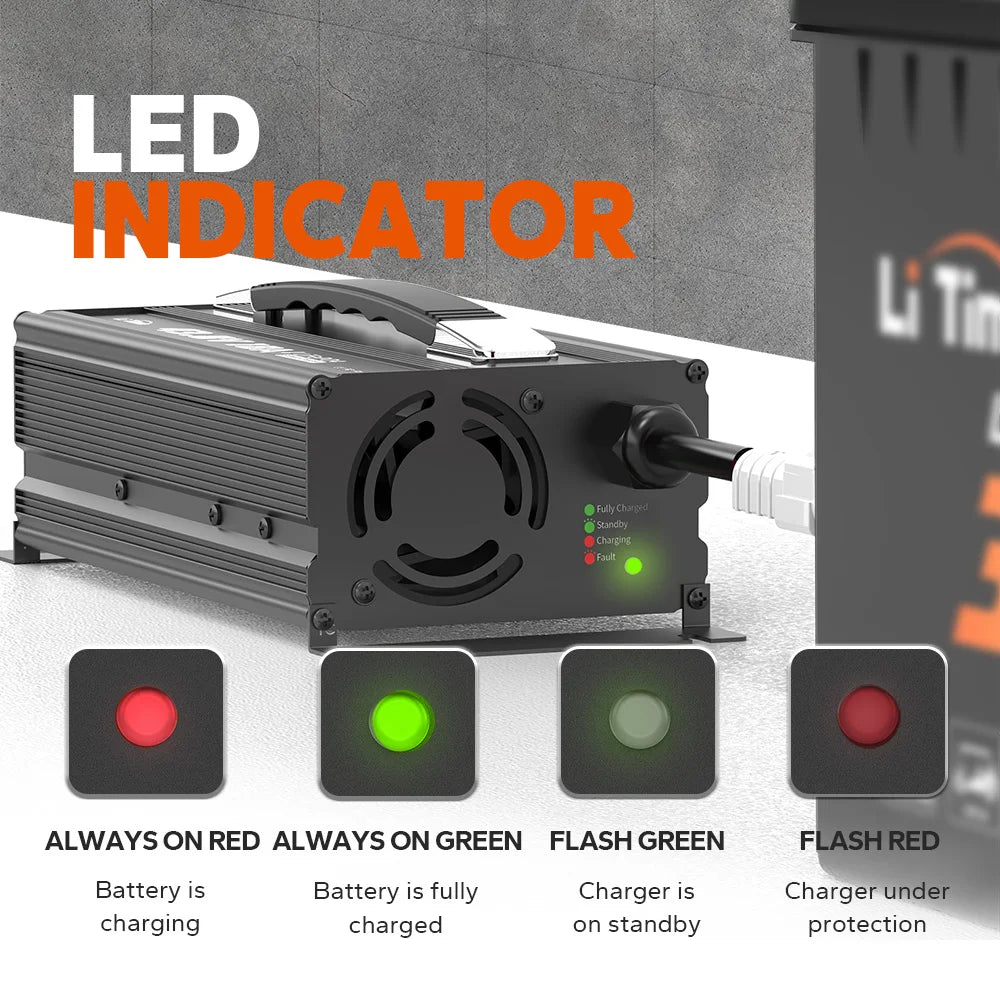 LiTime 51.2V 30A AC-DC LiFePO4 Battery Charger for RV, Marine & Energy Storage