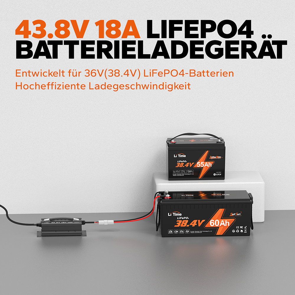 LiTime 36 Volt (43.8V) 18A LiFePO4 Lithium Golf Cart Battery Charger