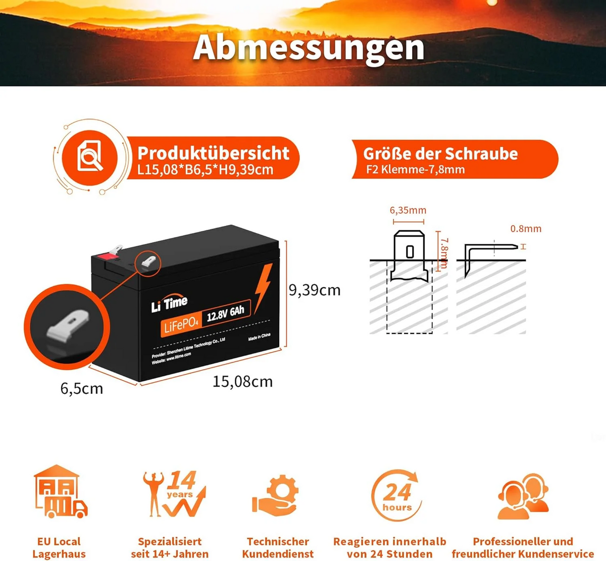 LiTime 12V 6Ah Compact LiFePO4 Battery