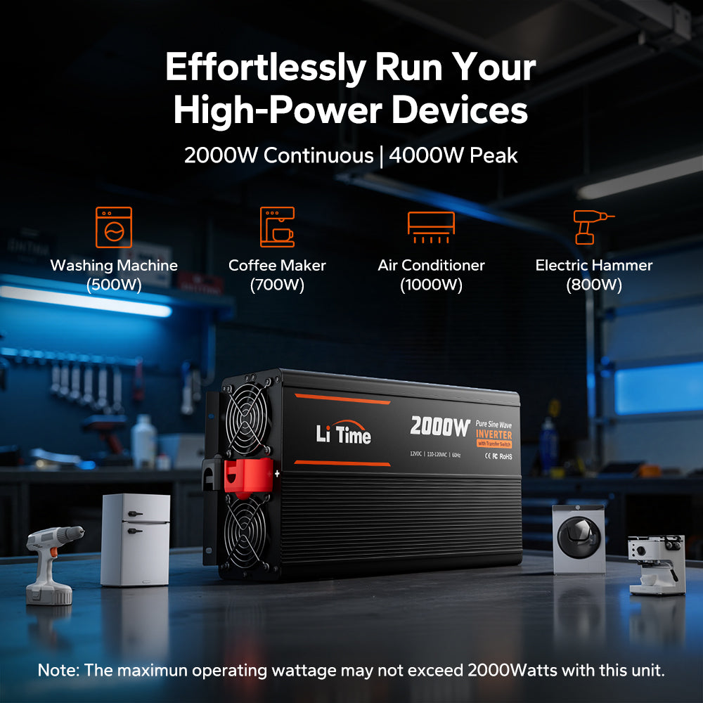 12V 2000W Pure Sine Wave Inverter with ATS Automatic Transfer Switch