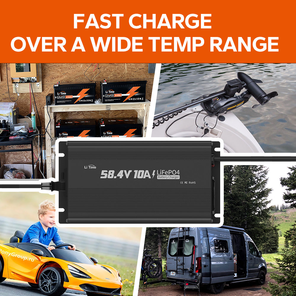LiTime 48V (58.4V) 10A LiFePO4 Lithium Battery Charger