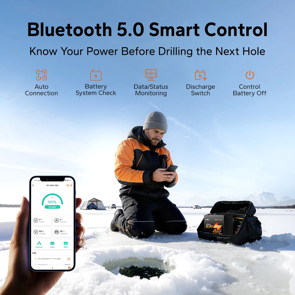 12V 30Ah Bluetooth LiFePO4 Battery with Self-Heating Function