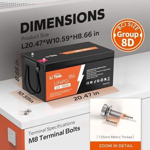 12.8V 460Ah Plus LiFePO4 Battery with 4P4S Expansion  Multi-Protection System