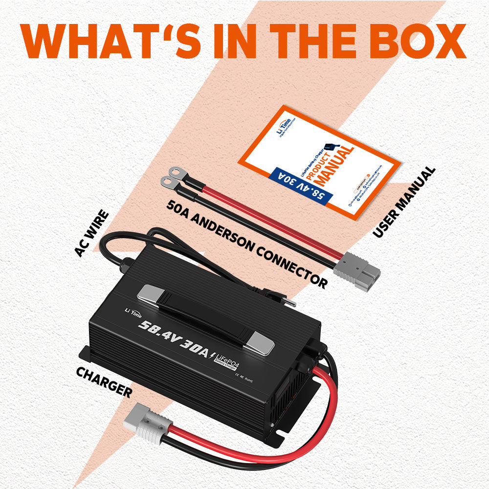 LiTime 51.2V 30A AC-DC LiFePO4 Battery Charger for RV, Marine & Energy Storage
