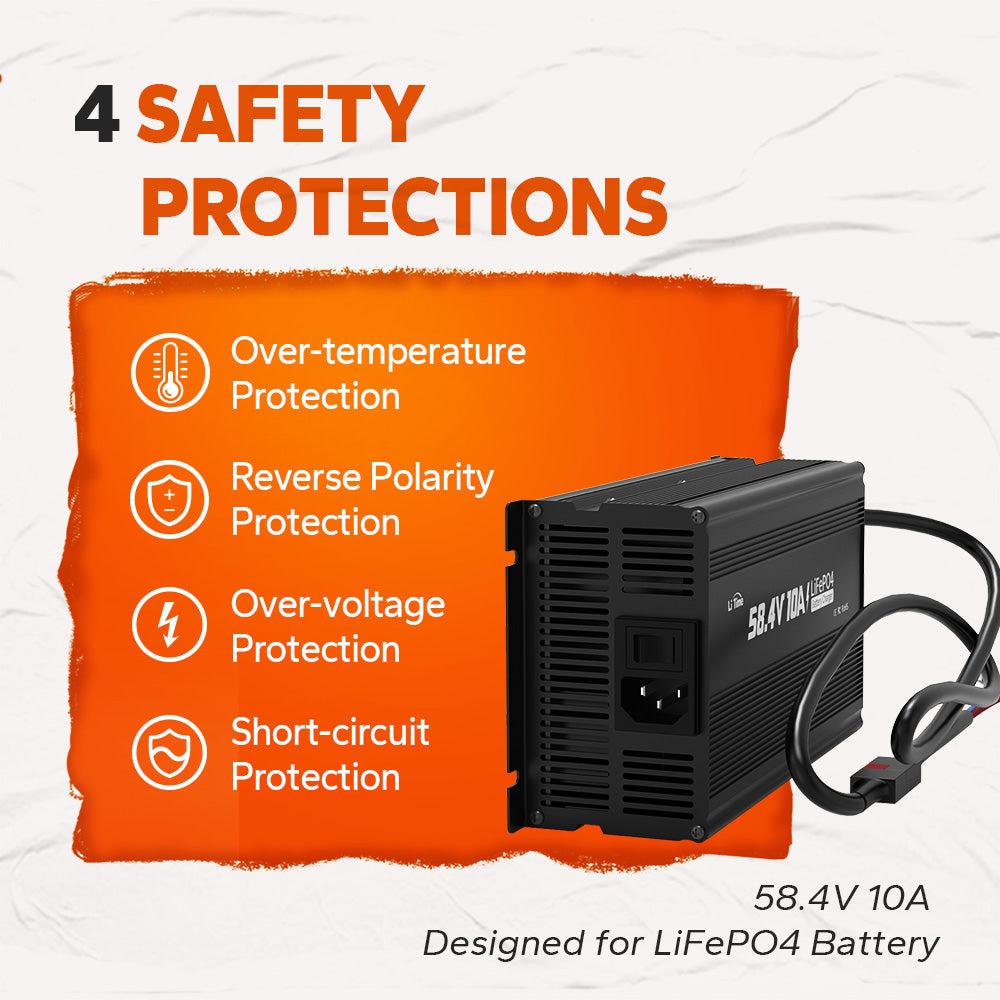 LiTime 48V (58.4V) 10A LiFePO4 Lithium Battery Charger