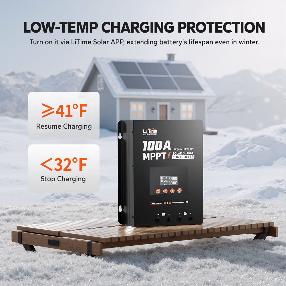 LiTime 100A MPPT 12V/24V/36V/48V Bluetooth Solar Charge Controller