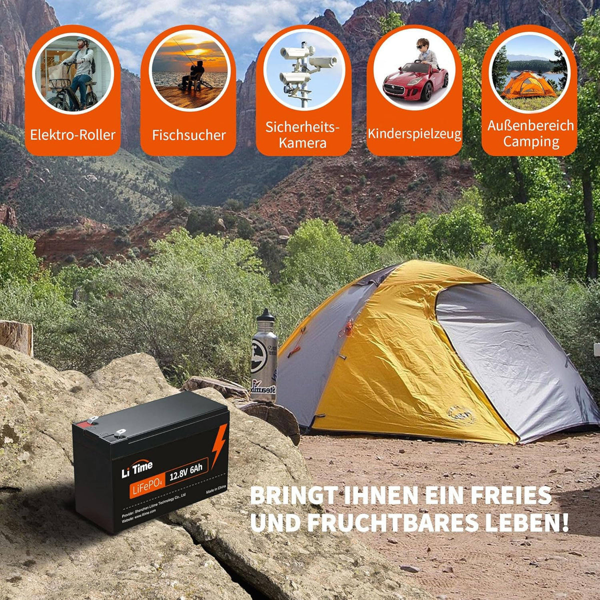 LiTime 12V 6Ah Compact LiFePO4 Battery