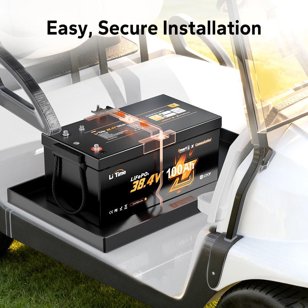 LiTime 36V 100Ah Bluetooth Communication LiFePO4 Battery for Golf Carts, Marine & Agricultural Equipment