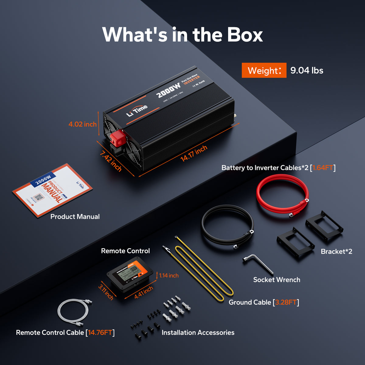 12V 2000W Pure Sine Wave Inverter with 4000W Peak Power