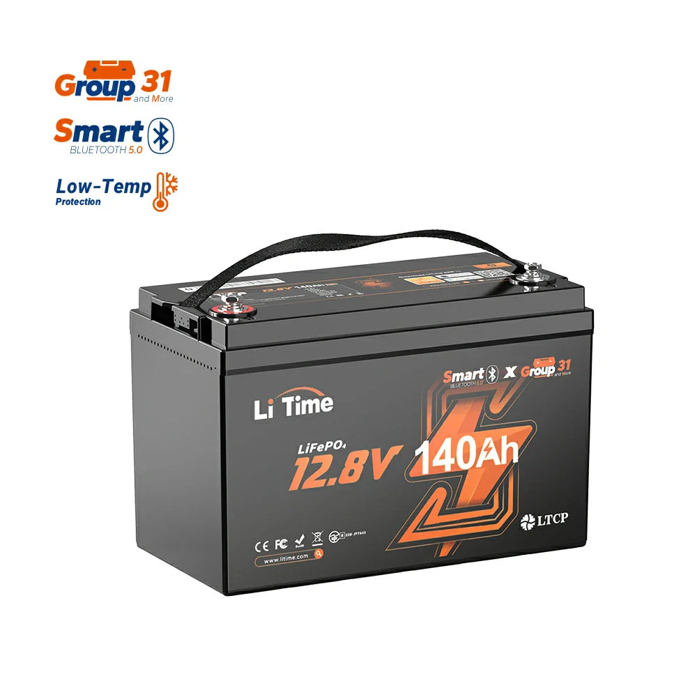 LiTime 12V 140Ah Bluetooth Lithium Battery for RV and Trolling Motor