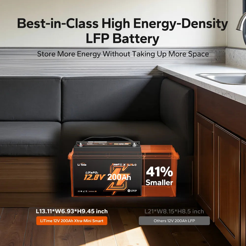 LiTime 12V 200Ah Smart XtraMini Bluetooth LiFePO4 Battery
