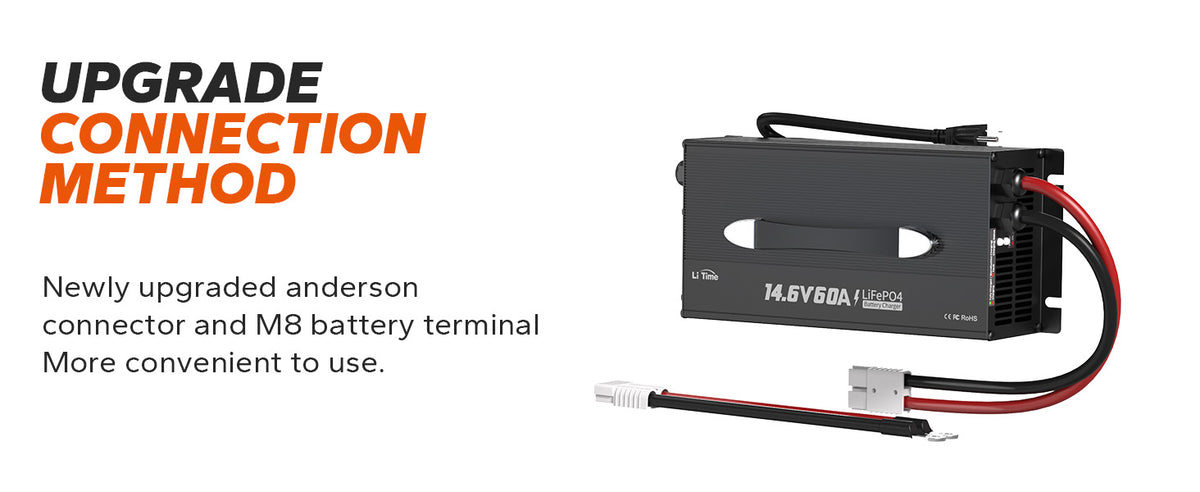 LiTime 12V 60A AC-DC LiFePO4 Battery Charger for RV, Marine & Large-Capacity Batteries