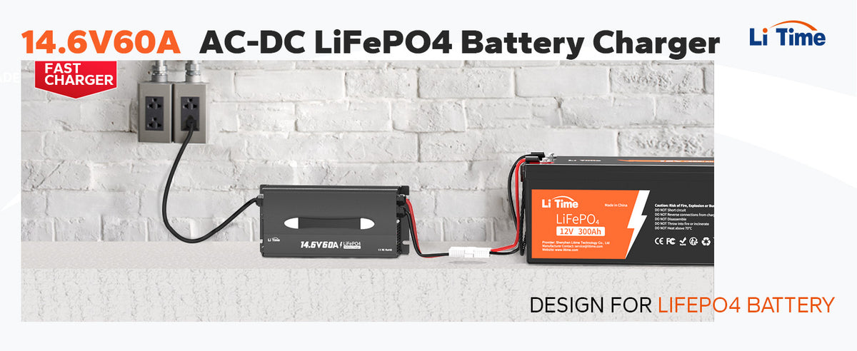 LiTime 12V 60A AC-DC LiFePO4 Battery Charger for RV, Marine & Large-Capacity Batteries