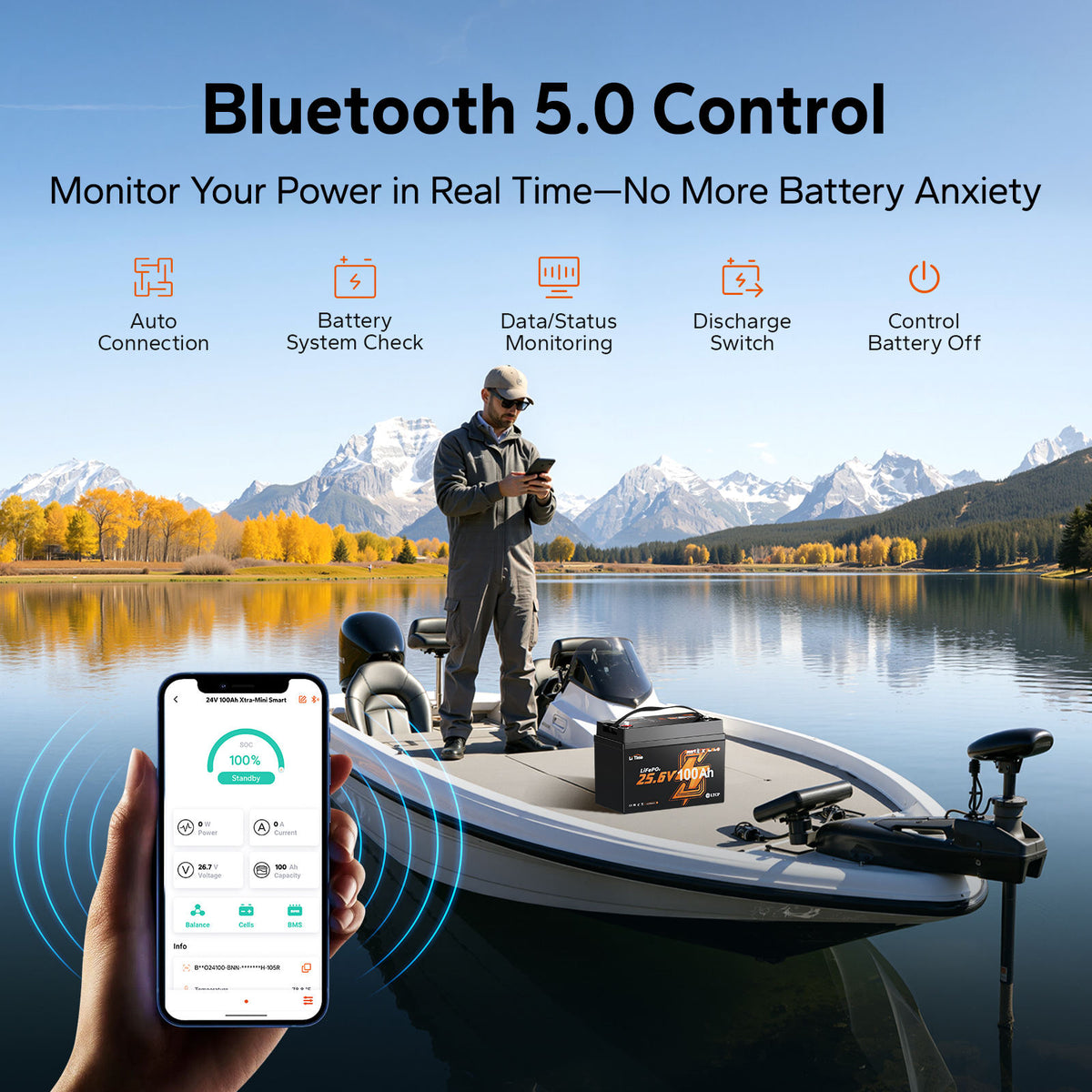 LiTime 24V 100Ah Smart XtraMini Bluetooth LiFePO4 Battery