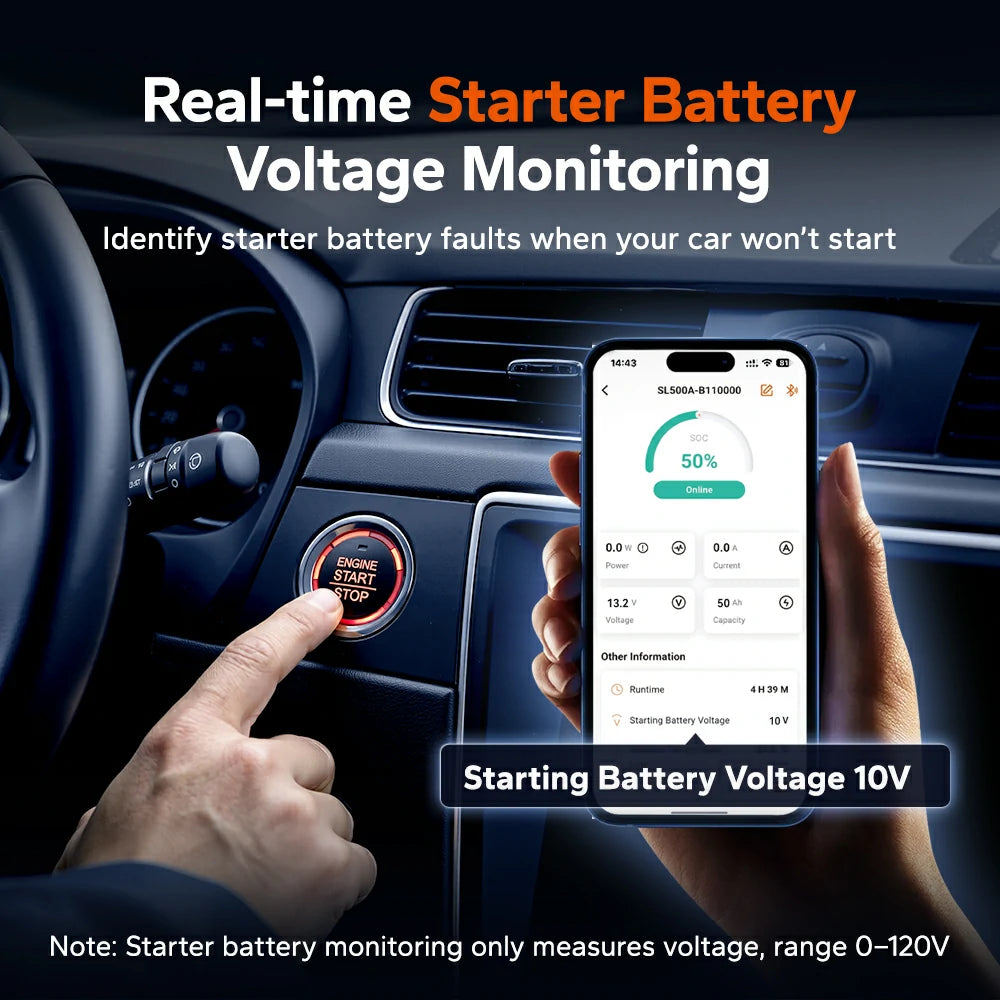 500A Bluetooth Battery Shunt Monitor with Smart APP Monitoring