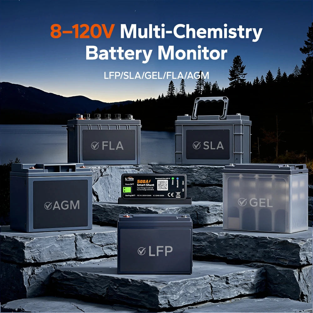 500A Bluetooth Battery Shunt Monitor with Smart APP Monitoring