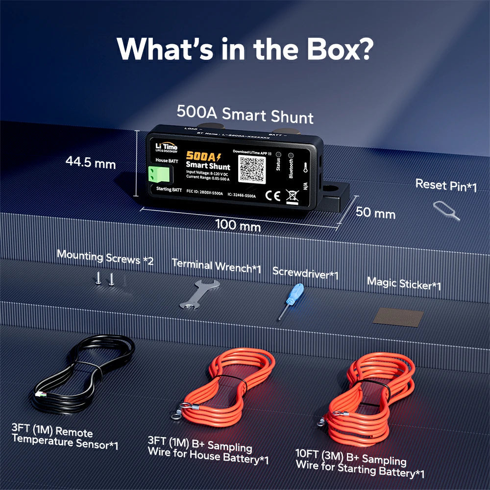 500A Bluetooth Battery Shunt Monitor with Smart APP Monitoring