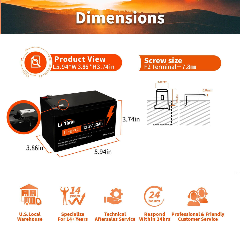 LiTime 12V 12Ah Compact LiFePO4 Battery