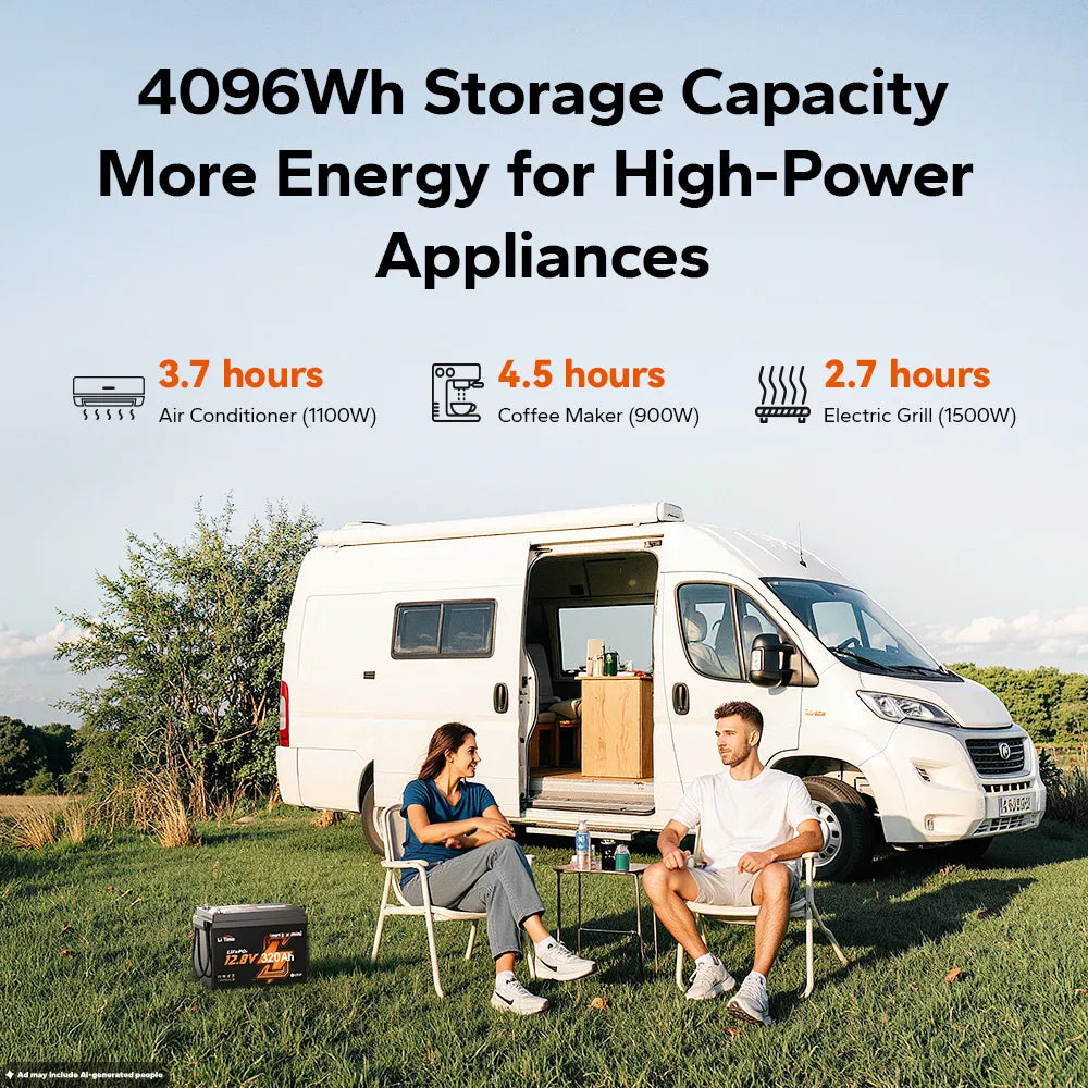 LiTime 12V 320Ah Bluetooth LiFePO4 Battery for RV & Marine