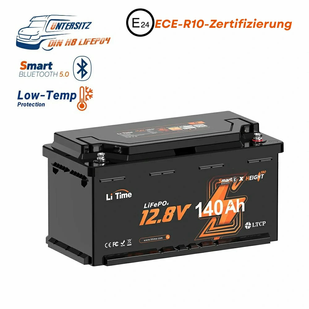 LiTime 12V 140Ah H190 Bluetooth LiFePO4 Battery for RV