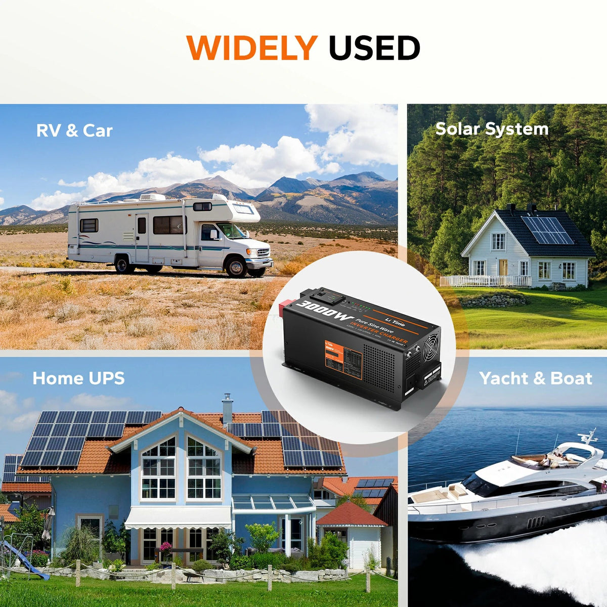 LiTime 12V 3000W Pure Sine Wave Inverter Charger for RV, Marine & Off-Grid Power