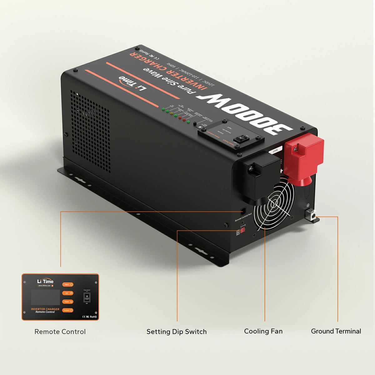 LiTime 12V 3000W Pure Sine Wave Inverter Charger for RV, Marine & Off-Grid Power