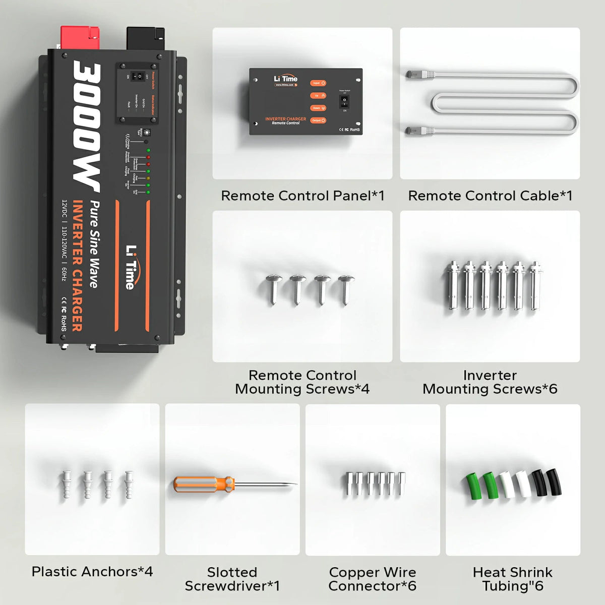 LiTime 12V 3000W Pure Sine Wave Inverter Charger for RV, Marine & Off-Grid Power