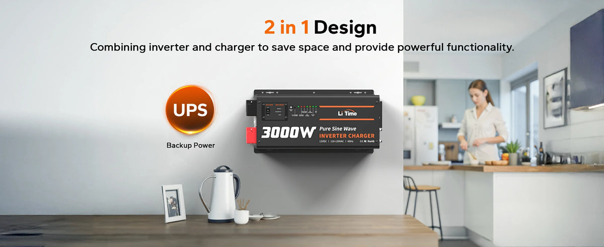 LiTime 12V 3000W Pure Sine Wave Inverter Charger for RV, Marine & Off-Grid Power