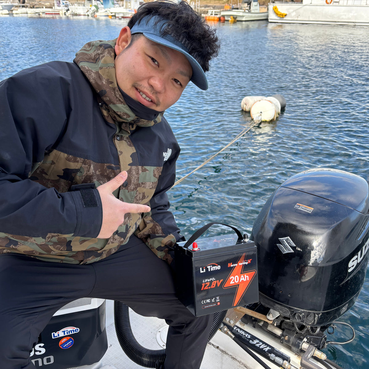 LiTime lithium battery used with a trolling motor on a fishing boat