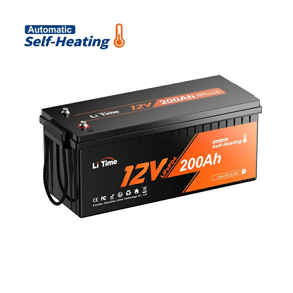 LiTime 12V 200Ah Self-Heating Lithium Battery - 100A BMS