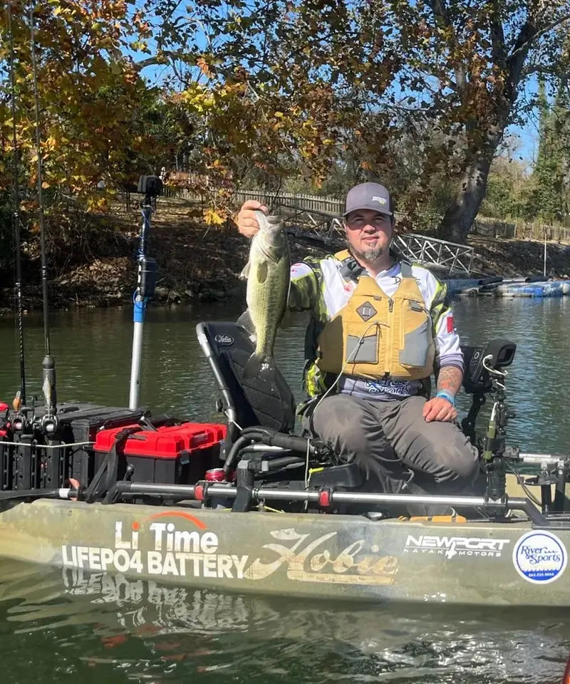 LiTime marine lithium battery used for kayak fishing and boating applications