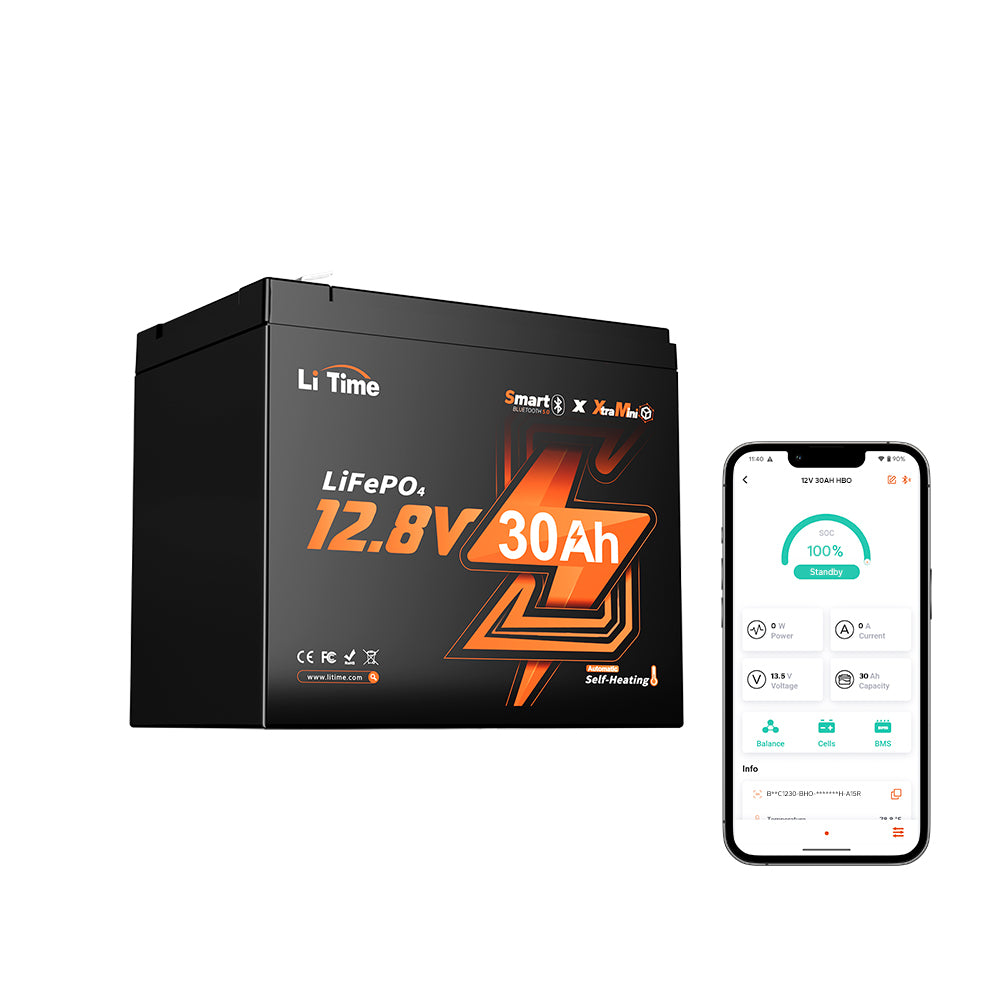 12V 30Ah Bluetooth LiFePO4 Battery with Self-Heating Function